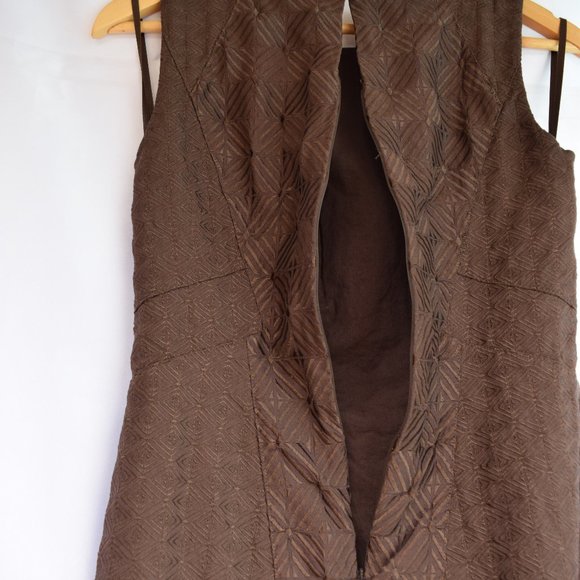WHBM Espresso Textured Sleeveless A-Line Dress - Picture 8 of 9